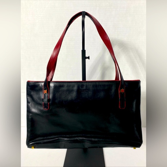 kate spade Handbags - Kate Spade BLACK & RED RECTANGULAR LEATHER BAG Italy VGC